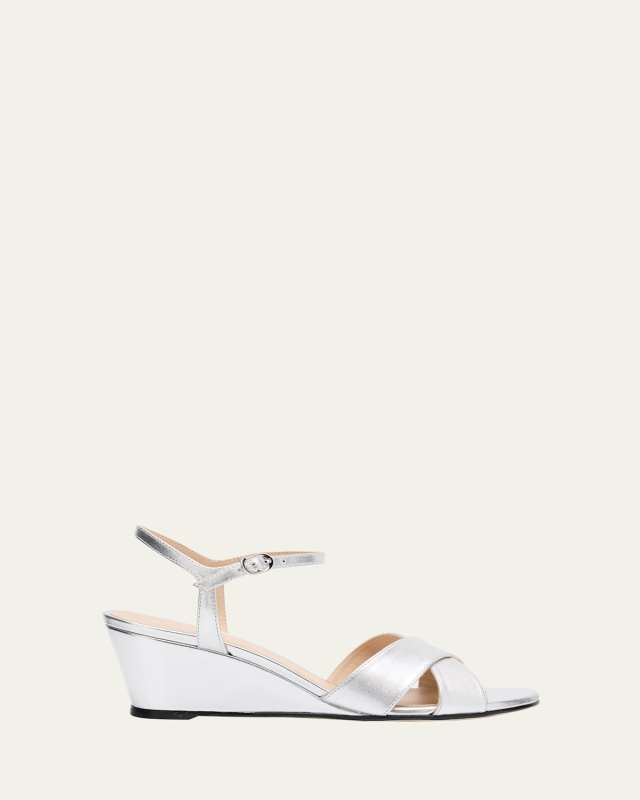 Dayna Metallic Crisscross Wedge Sandals
